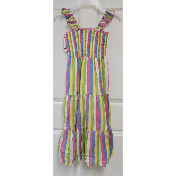 Zunie Girl A-Line Ruffled Straps Long Dress Multi Striped Size XS (4/5) - Picture 3 of 7